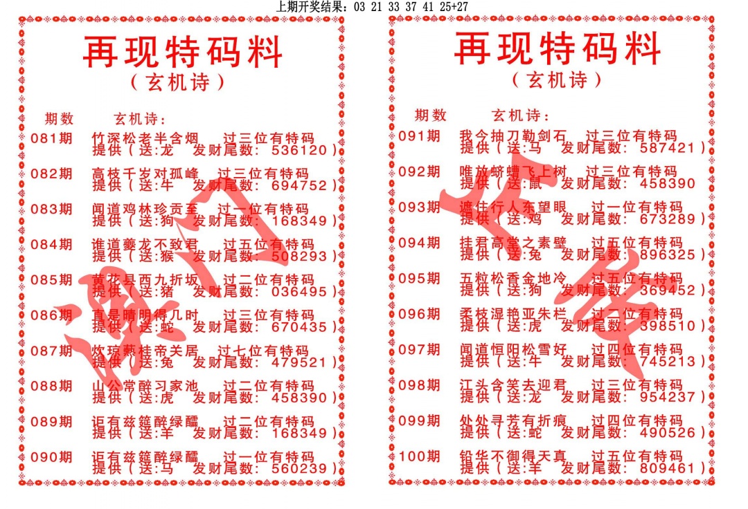 083期再现特码料[图]