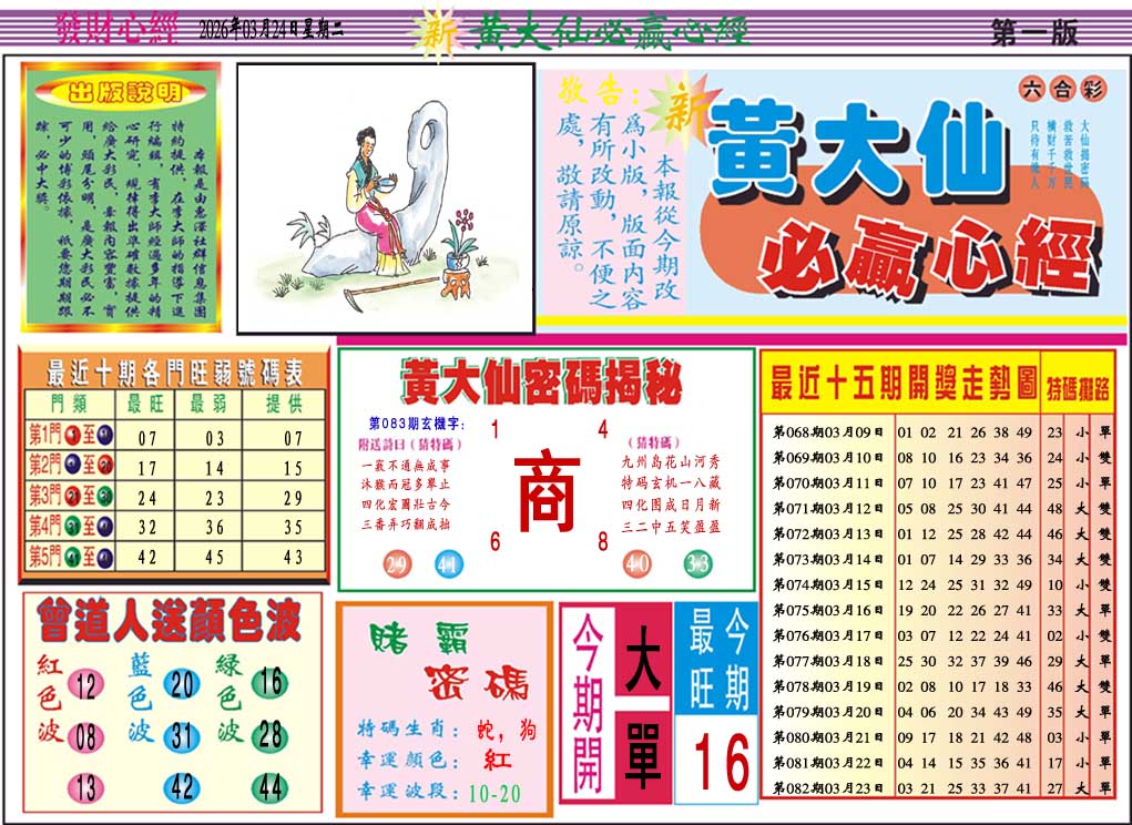 083期黄大仙必赢心经A[图]